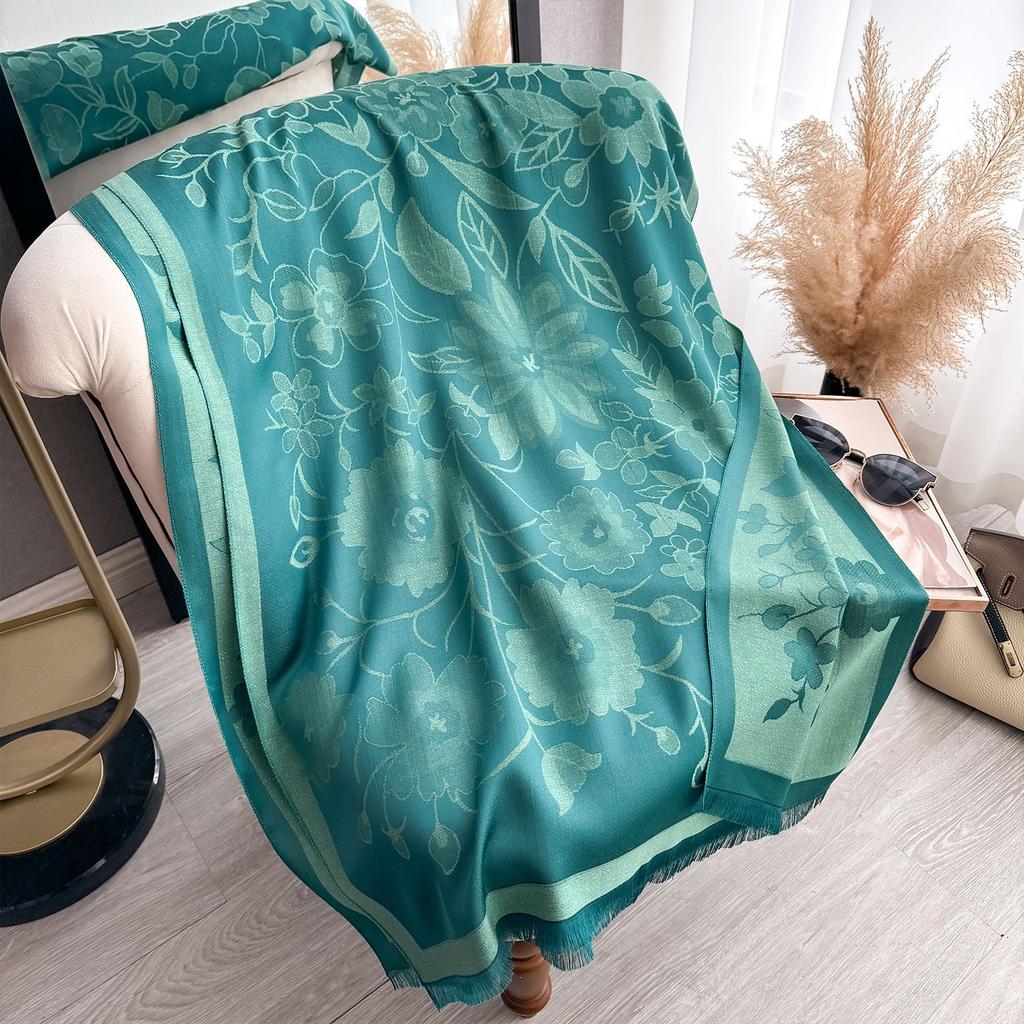 Girly Style Contrasting Colors Spring And Summer Double-Sided Tencel Cotton Scarf Winter High-End Warm Shawl Thin