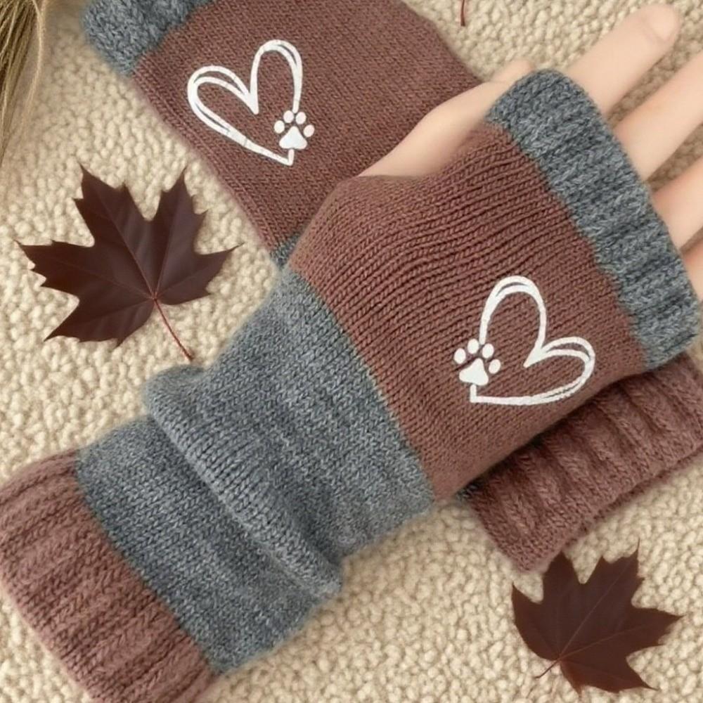 Elastic Cuffs Fingerless Gloves Trendy Knitted Decorative Gloves Gift Gloves Sleeve Covers Winter