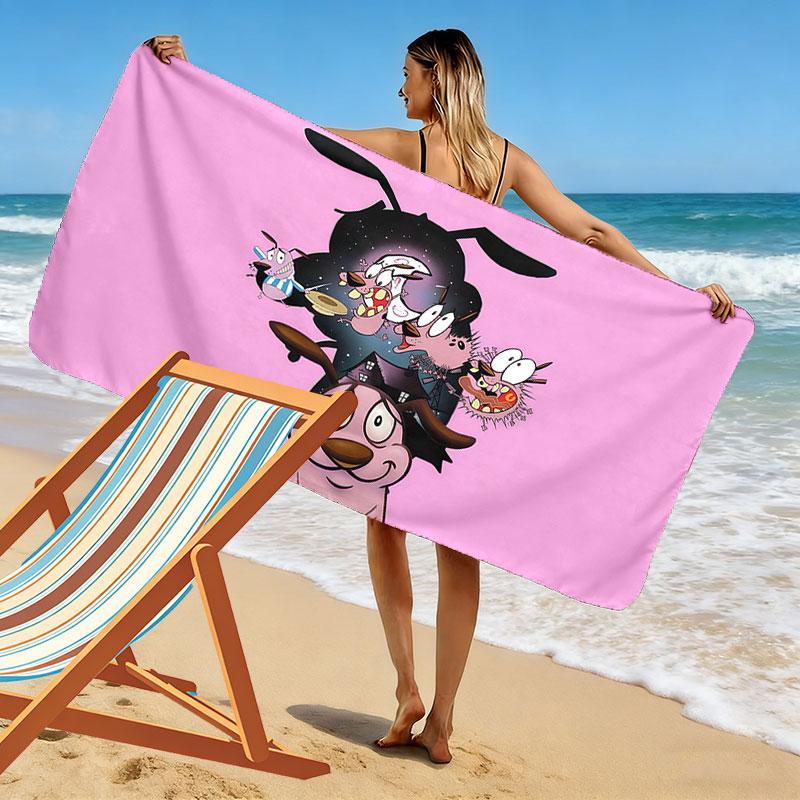 Courage the Cowardly Dog Print Beach Towel, Large Soft Quick Dry Towel for Beach Camping Swimming