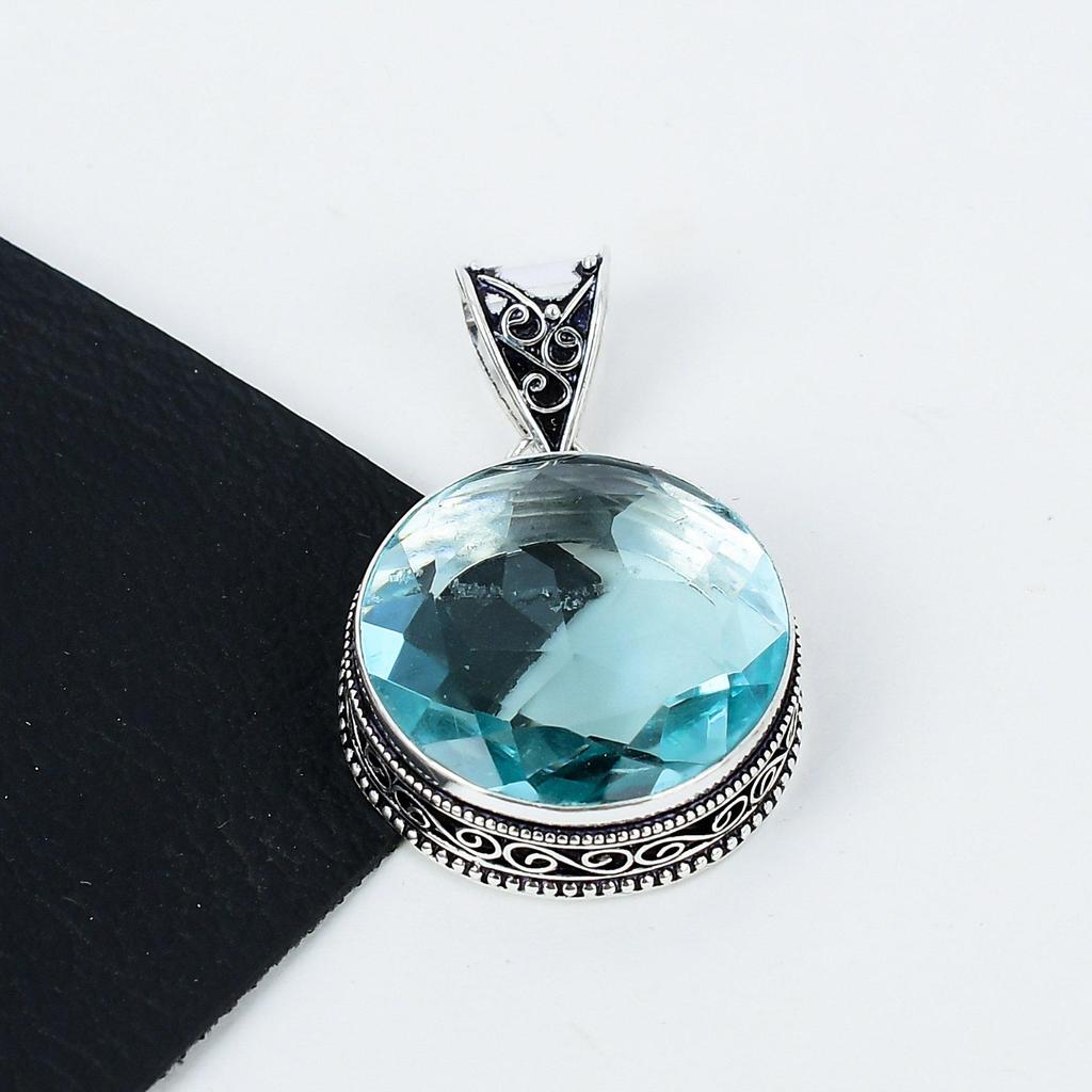 Серебряный кулон с драгоценным камнем Aquamarline из серебра 925 пробы — дизайн ручной работы, повседневные украшения, уникальные подарки с подвеской Aquamarline
