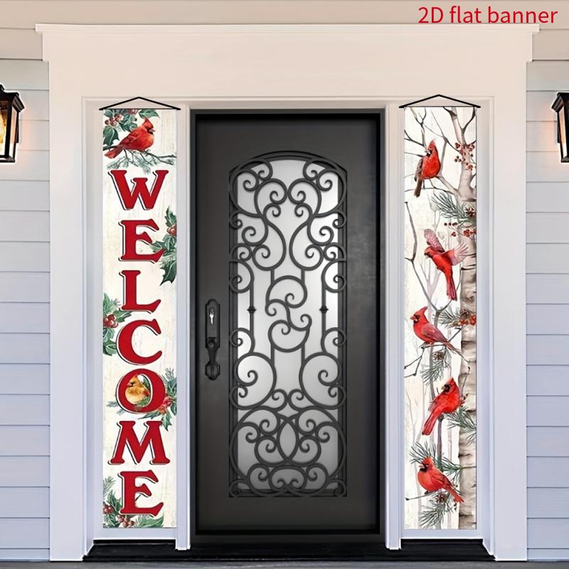 2pcs Holiday Door Couplet Red Polyester 30x180in