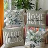 Green Leaf Floral Linen Print Pillowcase Creative Pillowcase Car Sofa Cushion Cover