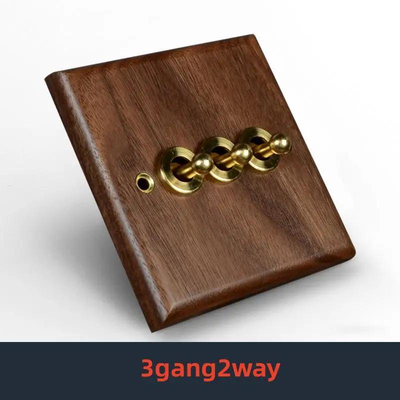 Retro Uk 13A Wall 2gang2way Light Switch,antique Villa High Power USB C Fast Charging Solid Wood Socket,home Speed Dimming Panel