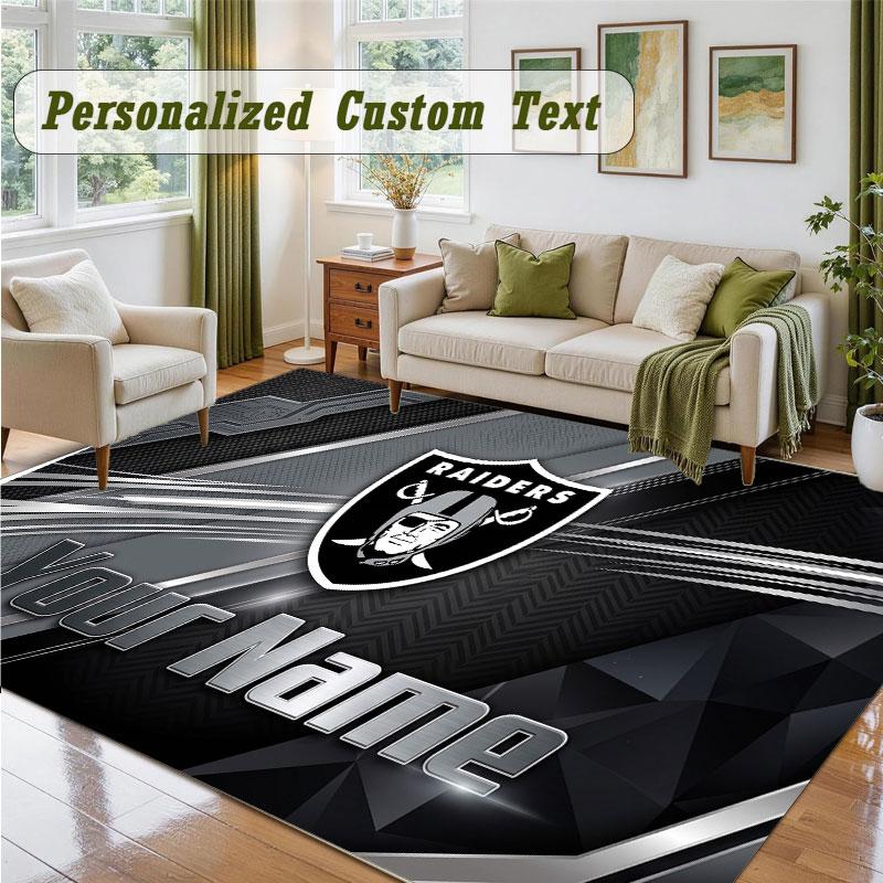 Crystal Velvet Square Rug Custom NameLas Vegas Raiders Pattern Non Slip Home Floor Decor Rug