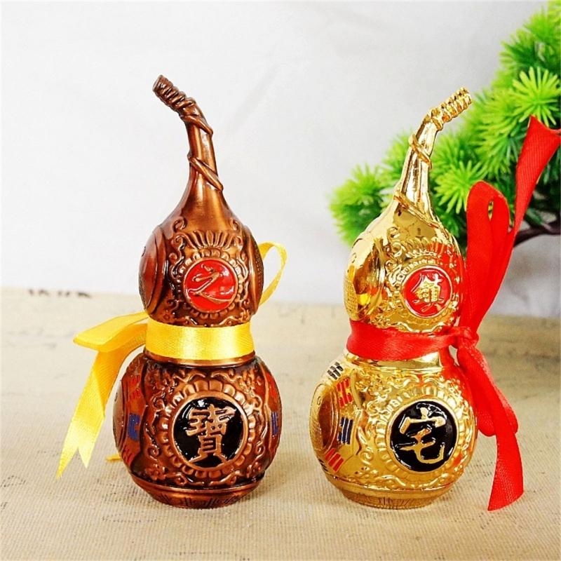 Metal Gourd Sculpture Chinese Fengshuis Figurine Luck Statue for Bedroom Home Livings Room Church Office Decorations