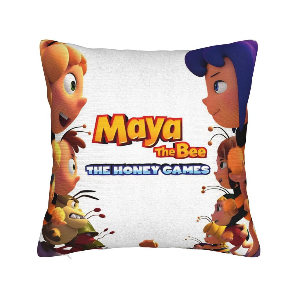 Maya The Bee With Flowers Cartoon Pillowcase Merch Soft Cushion Cover Gift Throw Pillow Case Cover Home Multi Size