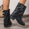 Retro Style Knee High Boots Women Fashion Ladies Slip On Knight Long Boots  Autumn Winter Footwear Knight Booties