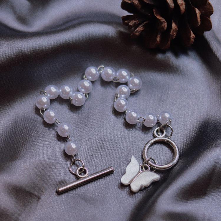 Японский и корейский браслет из жемчуга с бабочкой-феей: Элегантные, Универсальные Ретро Украшения для Женщин и Студентов