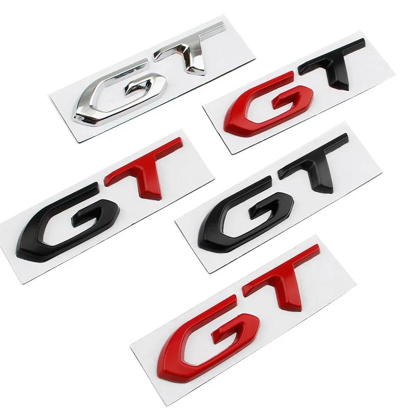 3D Metal GT Logo Letters Car Trunk Emblem Badge For Kia Peugeot 408 508 5008 208 2008 308 T9 3008 GT Sticker Decal Accessories pgncs50