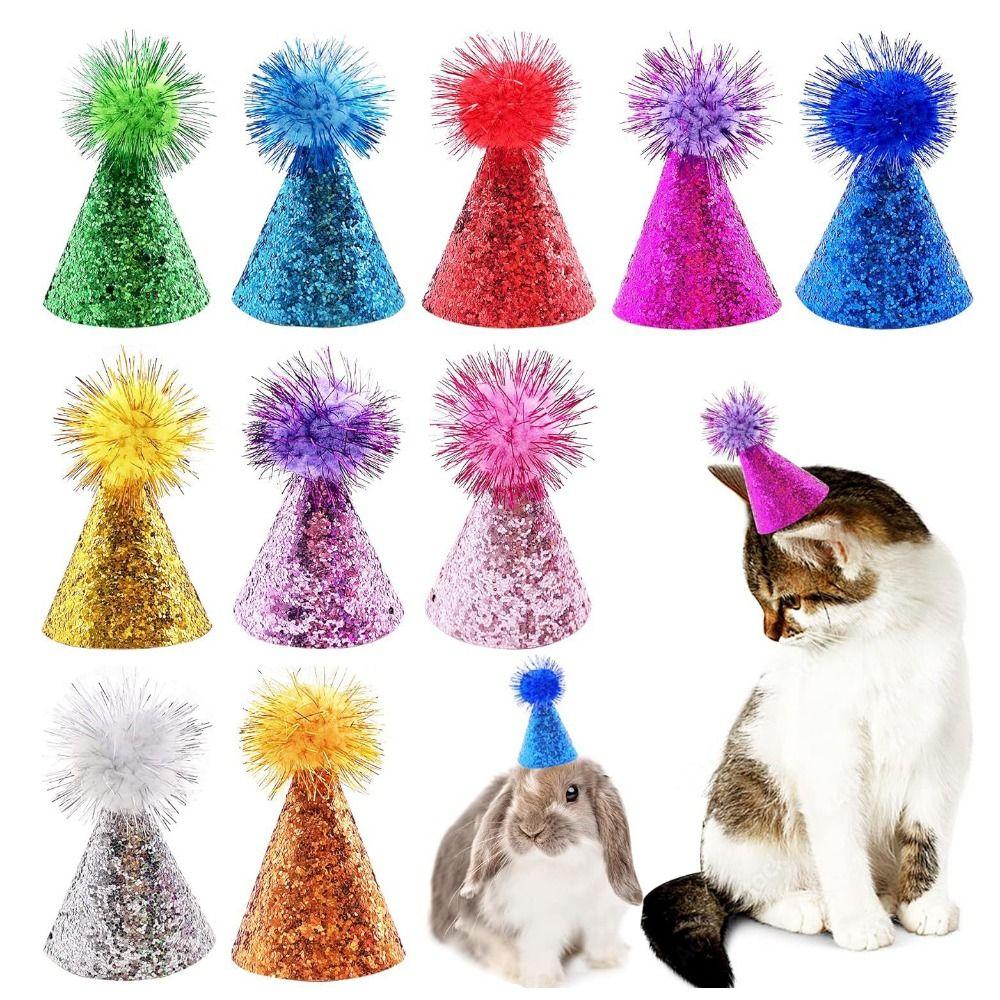 Decorative Dog Sparkling Hat Adjustable Cat Headgear Pets Accessories Cat Sequin Cap For Dogs Cats