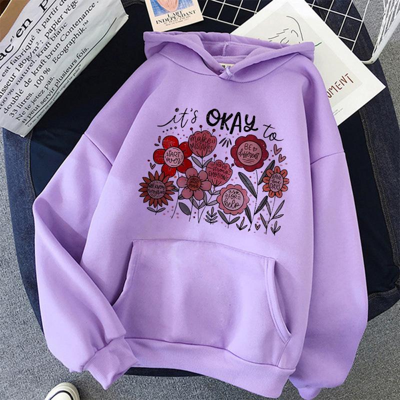 Женские повседневные толстовки с длинным рукавом, винтажные графические худи Y2k с капюшоном, пуловеры с цветочным принтом и принтом с алфавитом, одежда 90-х