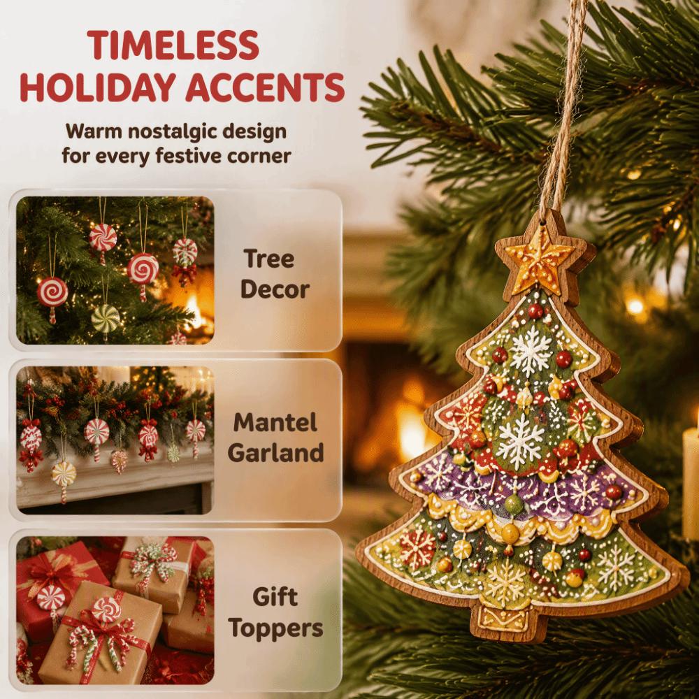 2D Flat Christmas Tree Decor Wooden Home Decor Cute Style Christmas Hanging Christmas Gift Giving