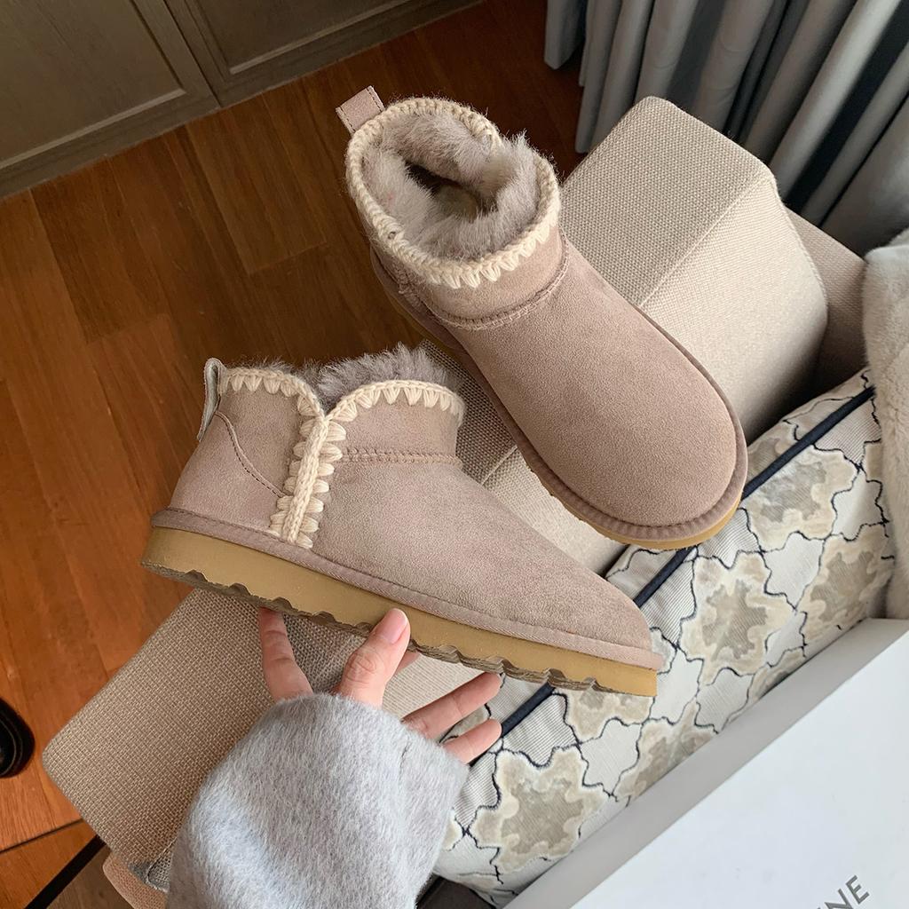 Snow Boots Women's 2024 New Women's Shoes Winter Fur Integrated Velvet Cotton Shoes Northeast Thickened Warm Bread Shoes