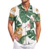 Мужская повседневная рубашка с короткими рукавами, облегающая, стильная, с гавайским принтом