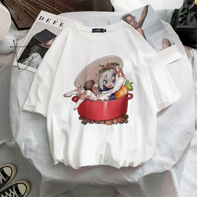 Women's T-Shirt Kawaii Genshin Impact Graphic Oversized T-Shirt Harajuku Summer Short Sleeve T-Shirts Woman Clothes Tops Tee