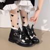Зимние теплые флисовые меховые милые туфли в стиле Лолиты с бантом женские ботильоны для косплея Kawaii Princess Platform Girl Botas Plus Size 42 43