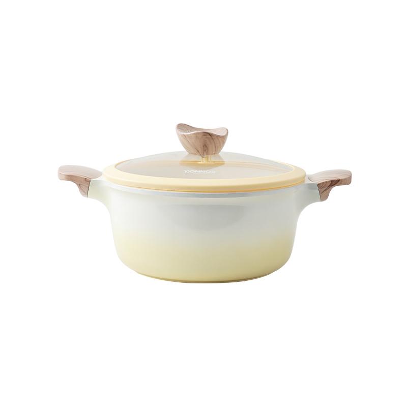 DONNOR Nonstick Die Casting Stock Pot with Lid Granite Casserole Large Soup Pot Pasta Cooking Pot Induction Compatible JT406