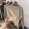 Thicken Velvet Turtleneck Sweater Women Korean Fashion Lined Warm Sueter Knitted Pullover Slim Top Winter Jersey Knitwear 2024