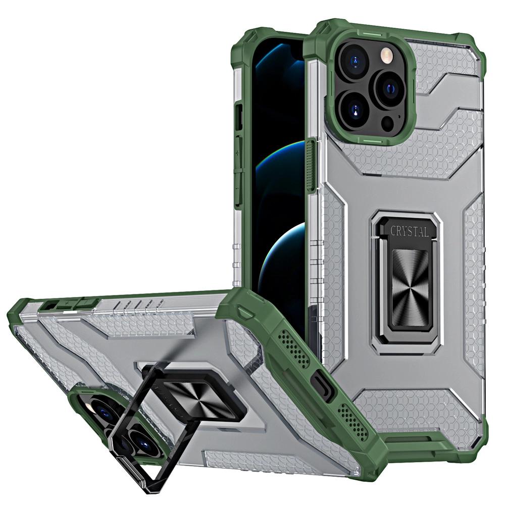 Чехол Crystal Ring Case Armored Hybrid Case Cover + Магнитный держатель Iphone 13 Pro Green