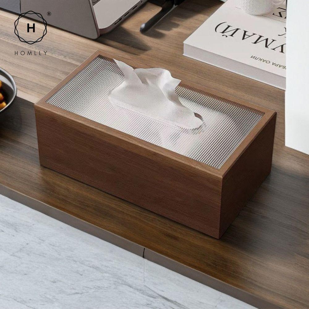 HOMLLY Wooden Mesh Tissue Box