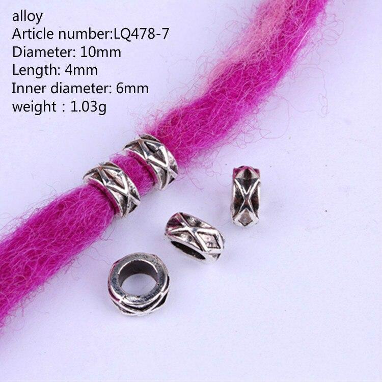 5pcs/bag Silver Metal Hair Rings Braid Dreadlocks Bead Hair Cuffs Dread Tube Charm Dreadlock for DIY Hair Accessaries