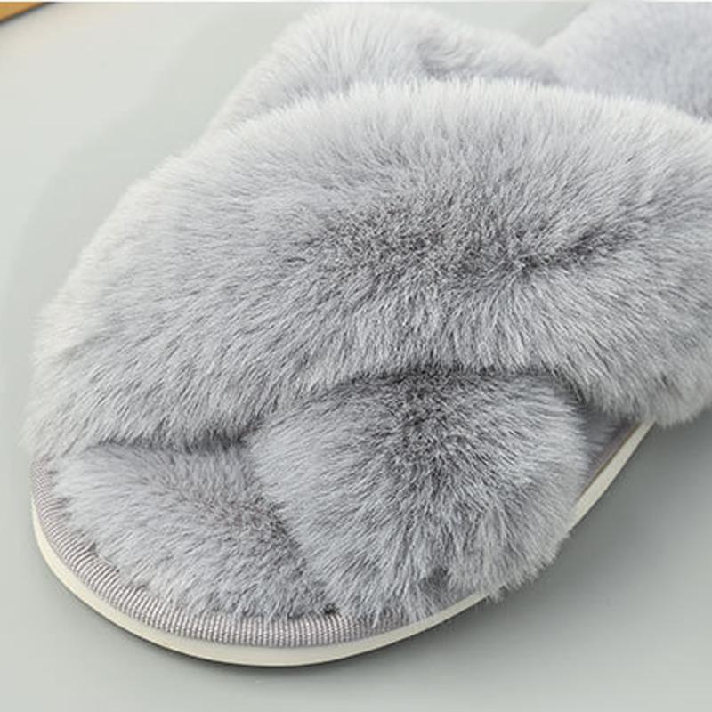 Модные женские тапочки Litfun с плюшевой подкладкой, новые меховые женские домашние шлепанцы на платформе с перекрестными ремешками, пушистые теплые комнатные женские хлопковые тапочки