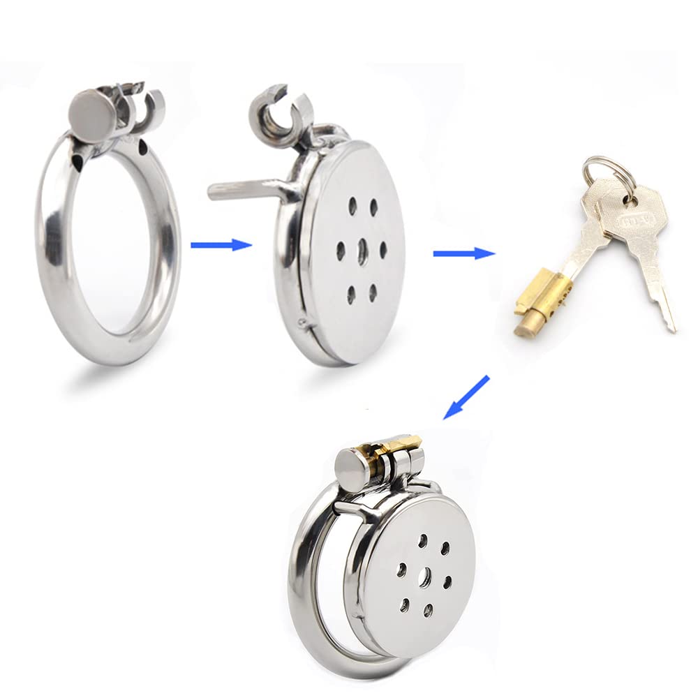 Chastity Stainless Male Chastity Chastity Chastity Device with Cock Chastity Cock Couple Chastity Penis SM SM SM Adult Adult Goods Belt, Steel, Flat,