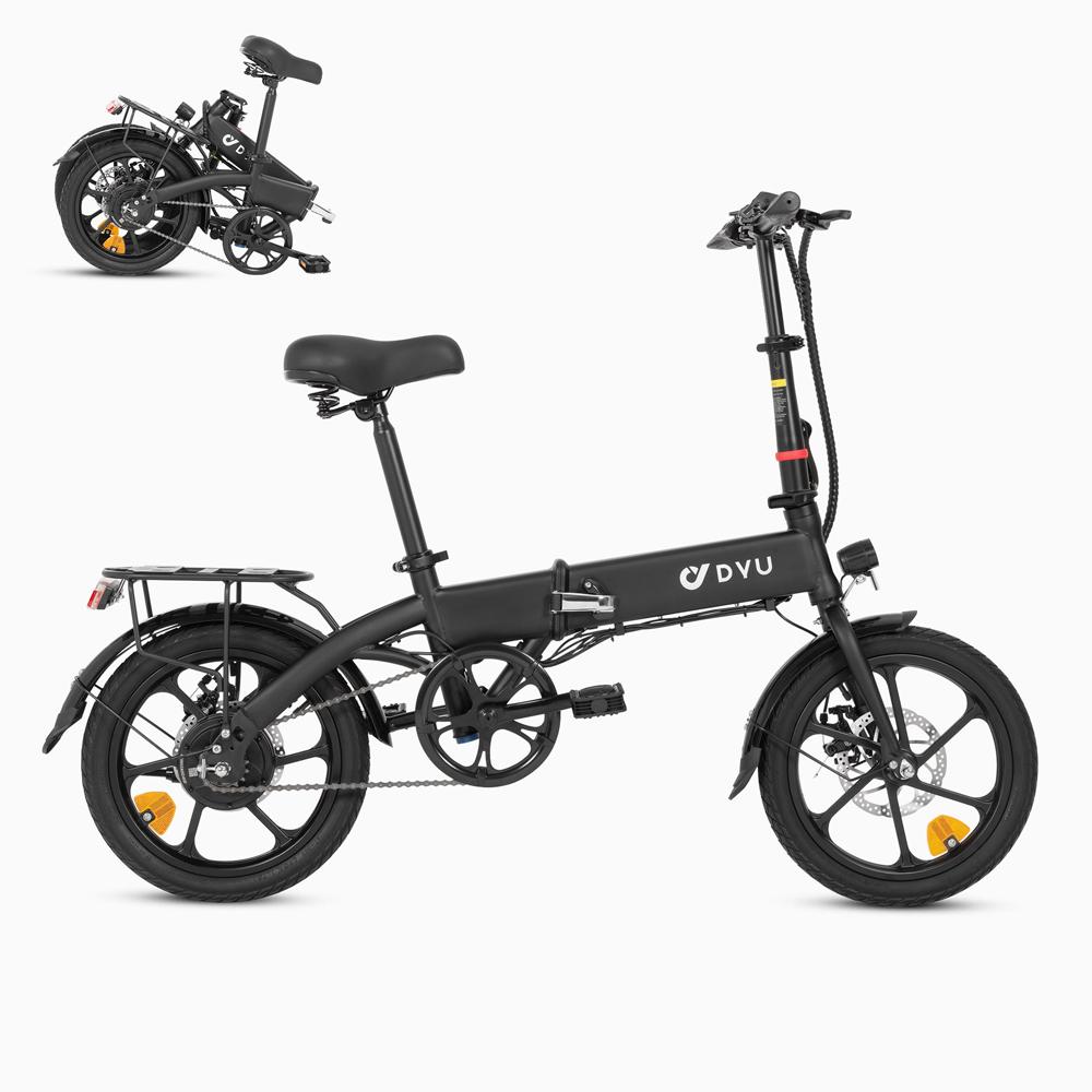 Electric Bike DYU A1F Pro 16" 250W Motor 7.5AH Foldable E-Bike Max Range 60Km Load 120Kg Black