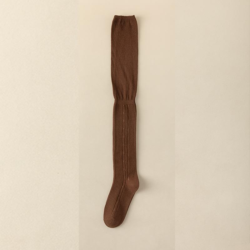 Носите Ботинки Надетые Поверх Гольф Женские Чулки Женские Осенние И Зимние Японский Узор Косычка Высокие Гольфы На Бедро