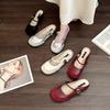 Retro Buckle Round Head Inner Height Increase Word with Mary Jane Shoes Women's Summer French Casual Thick Sole Height Increase Half Slippers