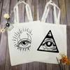 Винтажная сумка-шоппер Demon Eye с графическим принтом Harajuku, большая вместительная холщовая сумка, модная повседневная женская сумка на плечо, сумка