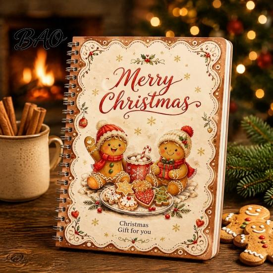 Interactive Holiday Surprise Card DIY Spiral Bound Christmas Gift Book, 5x7 Booklet, Organizer 10 Pages Merry Cards, Gifts for Family, Friends,