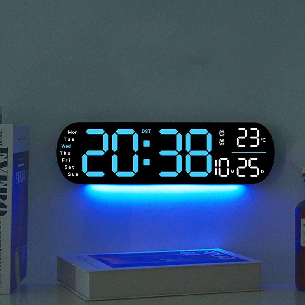 Led Digital Wall Clock Mood Lighting Timing Countdown Alarm Auto Dimmer Displayed Time/date/temperature/week LED Alarm Clock
