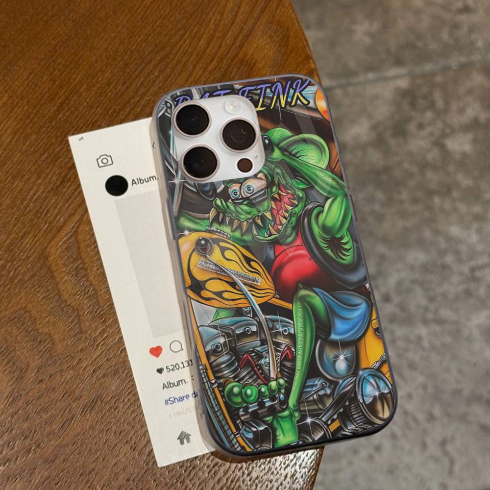 Забавный Rat Fink Для IPhone 15 16 17 14 13 12 11 Pro Max 16E 16 Plus 17 Air Гофрированный Ударопрочный Чехол для Телефона
