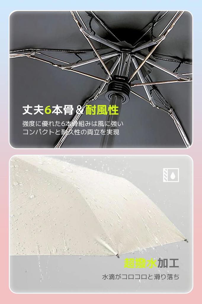 Складной зонт JIS защита от УФ-лучей, жары, солнечных ожогов, теплового удара, УФ 6, водонепроницаемый для солнечной и дождливой погоды, легко носить [Сверхлегкий 149 г, сертифицированный]