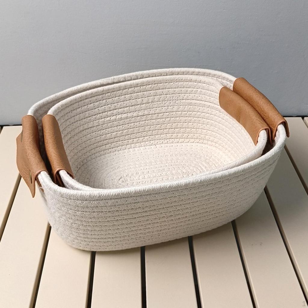 Хлопчатобумажная плетеная корзина для хранения фруктов, декоративная деревенская корзина для пикника, для хлеба
