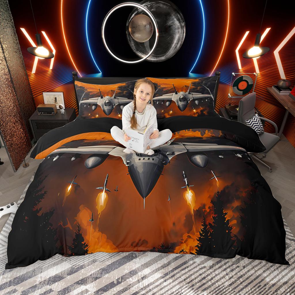 Homewish Мультяшный Комплект Пододеяльника с Поездом и Самолетом для Детей 2шт/3шт, Постельное Белье с Паровозом и Самолетом, Постельный Комплект Транспорт