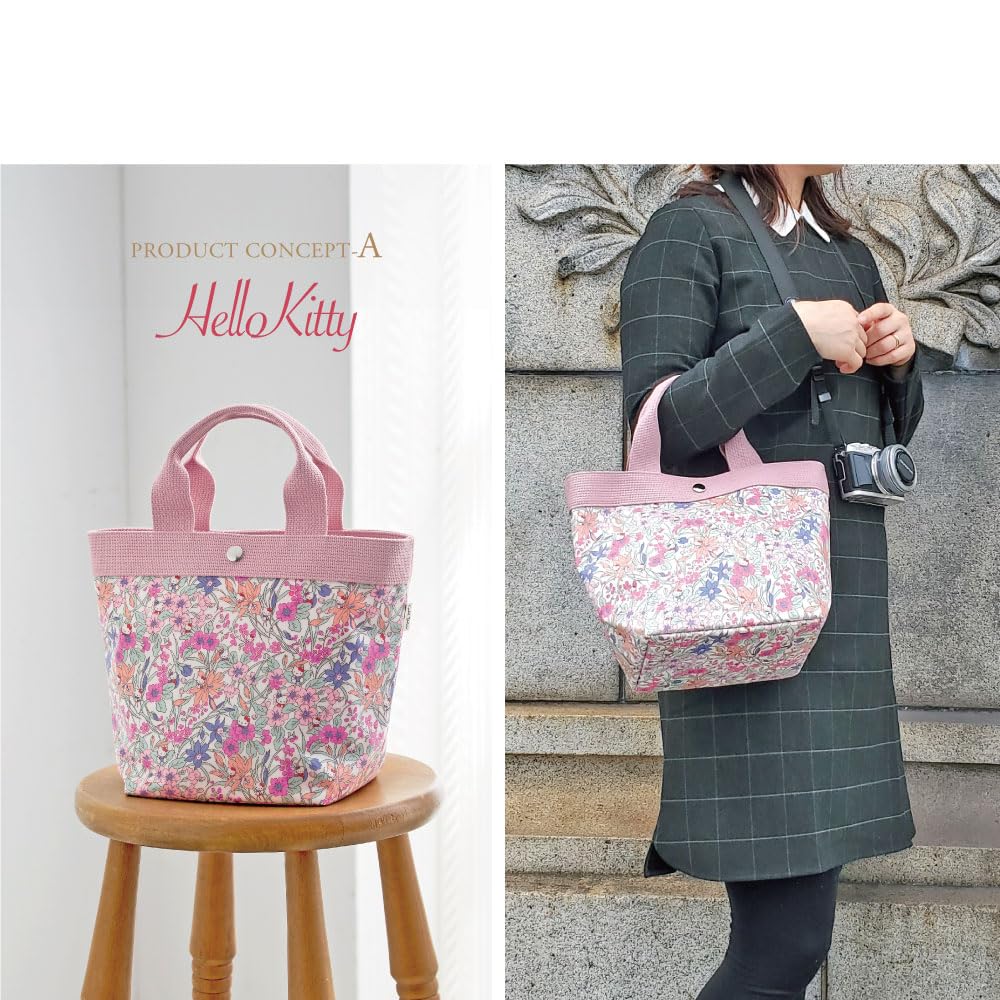 Сумка-тоут Маленькая Sanrio Liberty Маленькая Мини A5 Цветочный Сделано в Hello Pink [Cyalel Yahata] Сумка, Размер, Персонаж, Принт, Женская, Самостоящая сумка, Тоут, Размер,