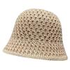 Solid Color Braid Bucket Hat For Women Summer Hollow Out Breathable Beach Hat Knit Dome Fisherman Caps Lady Sunshade Panama Cap