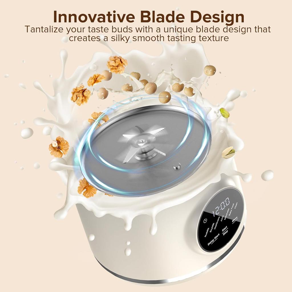 N7 Прибор для приготовления орехового молока 50 унций, Домашнее миндальное, соевое, овсяное и кокосовое молоко, сок, смузи, детское питание, отложенный старт, поддержание тепла, самоочистка