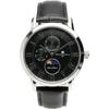 Salvatore Marra Men's Limited Edition Silver/Black Watch, Moon Phase, Multi-Calendar, 5 ATM Water Resistance, Leather Strap, for Business and Formal W