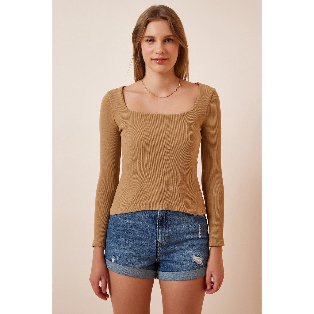 Women's Black And White Square Collar 2-pack Knitted Blouse Gt00056