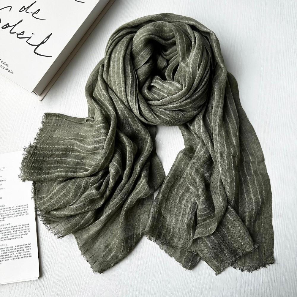 Soft Viscose Scarf Vertical Striped Shawl Wrap Modern Neck Wrap Japanese Style