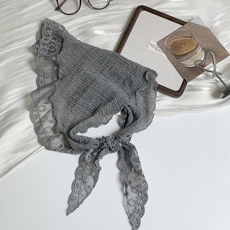 Triangle Scarf Scarf Women's New Lace Lace Solid Color Silk Scarf High-end Decorative Neck Protection Small Scarf Multi-purpose Headscarf
