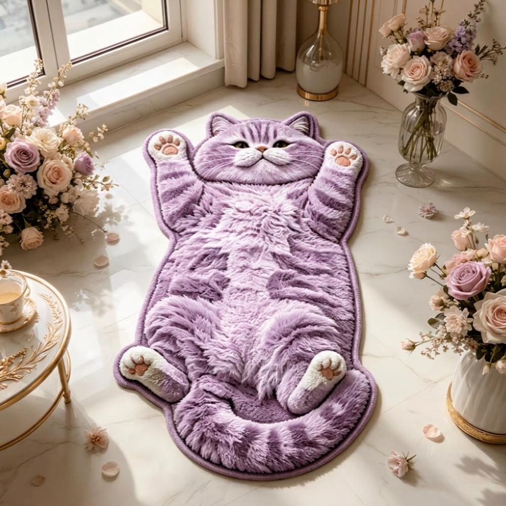 Non-Slip Cat-Shaped Area Rug Anti-fouling Cartoon Carpet Soft Home Decor Carpet Bedrooms