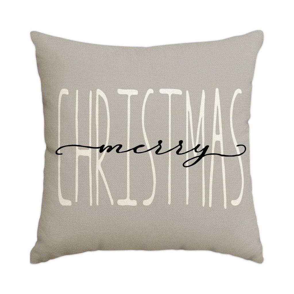 Горячая распродажа Рождественская наволочка из искусственного льна с принтом елки и снеговика - Праздничная декоративная наволочка для диванной подушки