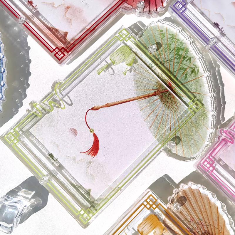 Retro Umbrella Acrylic Photo Frame Colorful Card Holder 3 Inch Anime Photocard Display Chinese Style Card Binder Wholesales 2025