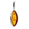 [Q6788] - Серебряный кулон «Вдохновение» коньячный янтарь (родиевое покрытие) - 25x11 мм