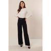 Waist Belt Wide Leg Crepe Trousers