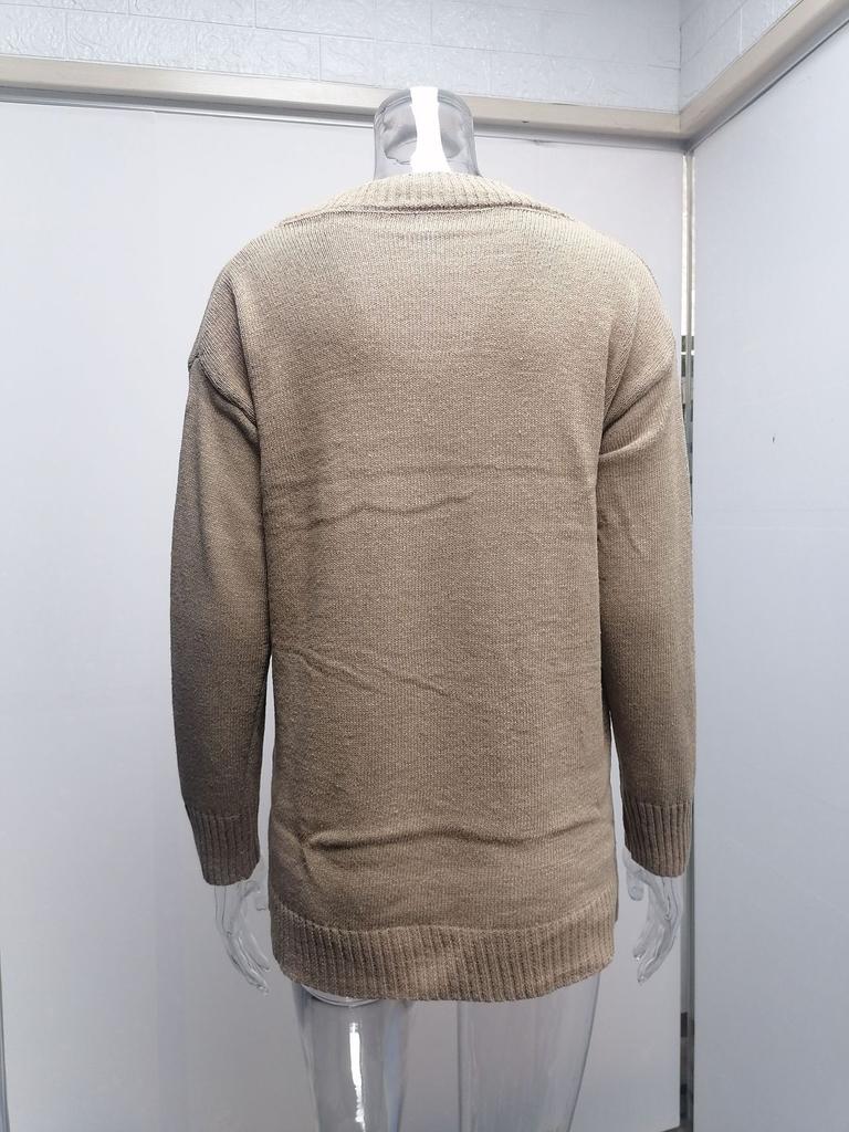 Модный женский свитер 2025 года осень и зима однотонный женский свитер с V-образным вырезом и длинным рукавом трикотажный топ трикотажная одежда джемпер базовый свитер пуловер